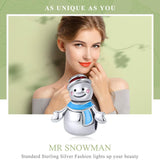 925 Sterling Silver Snowman Bead Pendant For Diy Bracelets & Necklaces