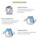 925 Sterling Silver Snowman Bead Pendant For Diy Bracelets & Necklaces