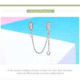 925 Sterling Silver Love Heart Safety Chain Charm For Bracelets