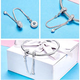 925 Sterling Silver Love Heart Safety Chain Charm For Bracelets