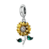 925 Sterling Silver Sunflower Pendant For Bracelet / Necklace