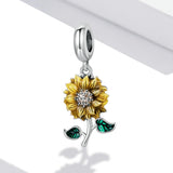 925 Sterling Silver Sunflower Pendant For Bracelet / Necklace