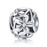 925 Sterling Silver Flower Shaped Beads For Diy Bracelets