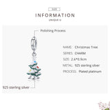 925 Sterling Silver Platinum Plated Christmas Tree Pendant For Diy Bracelets And Necklaces