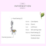 925 Sterling Silver Adorable Alpaca Pendant For Diy Bracelets & Necklaces