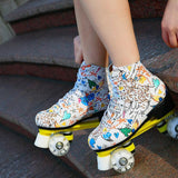 Flash Wheel Roller Skates for Adults - White Size 43