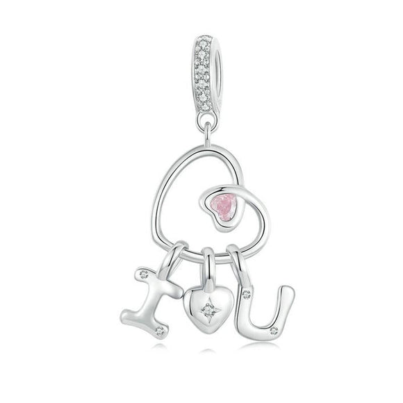 925 Sterling Silver Platinum Plated Love Letter Pendant