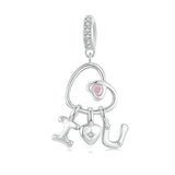 925 Sterling Silver Platinum Plated Love Letter Pendant