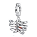 925 Sterling Silver Vintage Oxidized Rib Skull Pendant