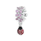 925 Sterling Silver Flower Ladybug Diy Beads Platinum Plated