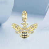 925 Sterling Silver Gold Plated Bee Bracelet Pendant