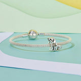 925 Sterling Silver Dog Bead Bracelet Cute & Hollow