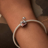 925 Sterling Silver Platinum Plated Pink Swan Rose Diy Beads