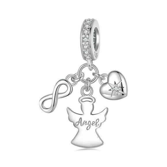 925 Sterling Silver Guardian Angel Good Luck Pendant