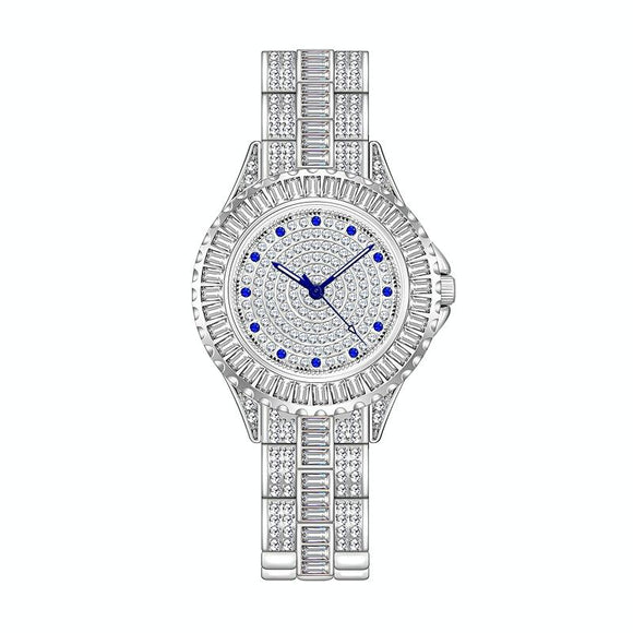 Diamond-inlaid Women Chain Watch - Elegant Jewelry - Silver
