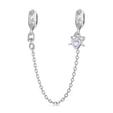 925 Sterling Silver Platinum Opal Bow Safety Chain