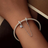 925 Sterling Silver Platinum Opal Bow Safety Chain