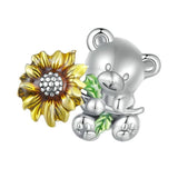 925 Sterling Silver Adorable Sunflower Diy Bead Bracelet