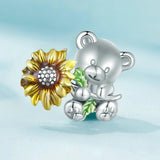 925 Sterling Silver Adorable Sunflower Diy Bead Bracelet
