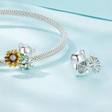 925 Sterling Silver Adorable Sunflower Diy Bead Bracelet