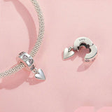925 Sterling Silver Platinum Plated Smart Heart Diy Beads