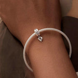 925 Sterling Silver Platinum Plated Smart Heart Diy Beads