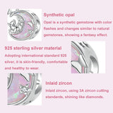 925 Sterling Silver Opal Moon Cat Pendant In Plating