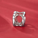 925 Sterling Silver Platinum Plated Pink Heart Diy Beads