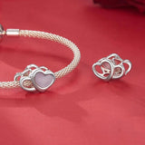 925 Sterling Silver Platinum Plated Pink Heart Diy Beads