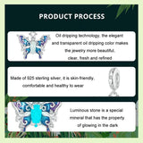 925 Sterling Silver Platinum Plated Luminous Butterfly Pendant