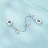 925 Sterling Silver Platinum Plated Butterfly Safety Chain Bracelet