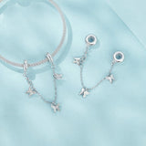 925 Sterling Silver Platinum Plated Butterfly Safety Chain Bracelet