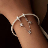 925 Sterling Silver Platinum Plated Butterfly Safety Chain Bracelet