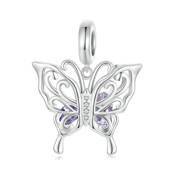 925 Sterling Silver Platinum Plated Butterfly Diy Beads