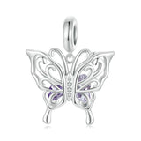 925 Sterling Silver Platinum Plated Butterfly Diy Beads