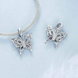 925 Sterling Silver Platinum Plated Butterfly Diy Beads