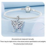 925 Sterling Silver Platinum Plated Butterfly Diy Beads
