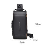 Waterproof Usb Crossbody Backpack For Sports - Black Gold