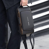 Waterproof Usb Crossbody Backpack For Sports - Black Gold