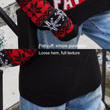 Christmas Women Pullover Sweater Santa Claus Embroidery Crew Neck Knit Sweater - Red - S