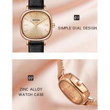 Women Oval Dial Quartz Watch with Simple Bar Scale - Steel Belt Rose Gold