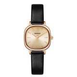 Women Oval Dial Quartz Watch with Simple Bar Scale - Steel Belt Rose Gold