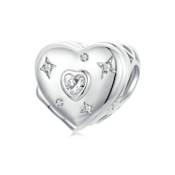 925 Sterling Silver Platinum Plated Love Beads For Diy Valentine'S Day