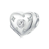 925 Sterling Silver Platinum Plated Love Beads For Diy Valentine'S Day