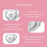 925 Sterling Silver Platinum Plated Love Beads For Diy Valentine'S Day