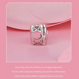 925 Sterling Silver Platinum Plated Love Beads For Diy Valentine'S Day