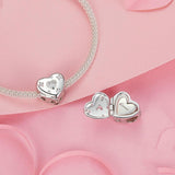 925 Sterling Silver Platinum Plated Love Beads For Diy Valentine'S Day