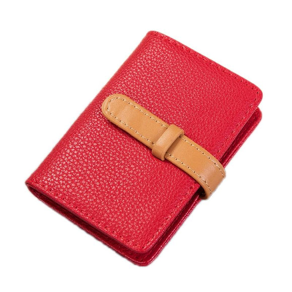 Portable Pu Leather Card Holder - Business & Credit Cards - Red
