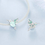 925 Sterling Silver Platinum Plated Hummingbird Flower Diy Beads
