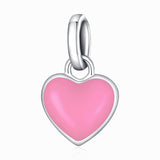 925 Sterling Silver Heart Pendant For Diy Bracelets & Necklaces - Blue